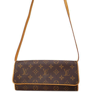 Louis Vuitton Monogram Leather Brown Pochette Twin Shoulder Bag